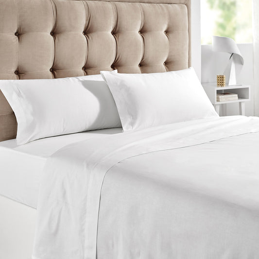 Jogo de cama branco 100% algodão de percal de 200 fios